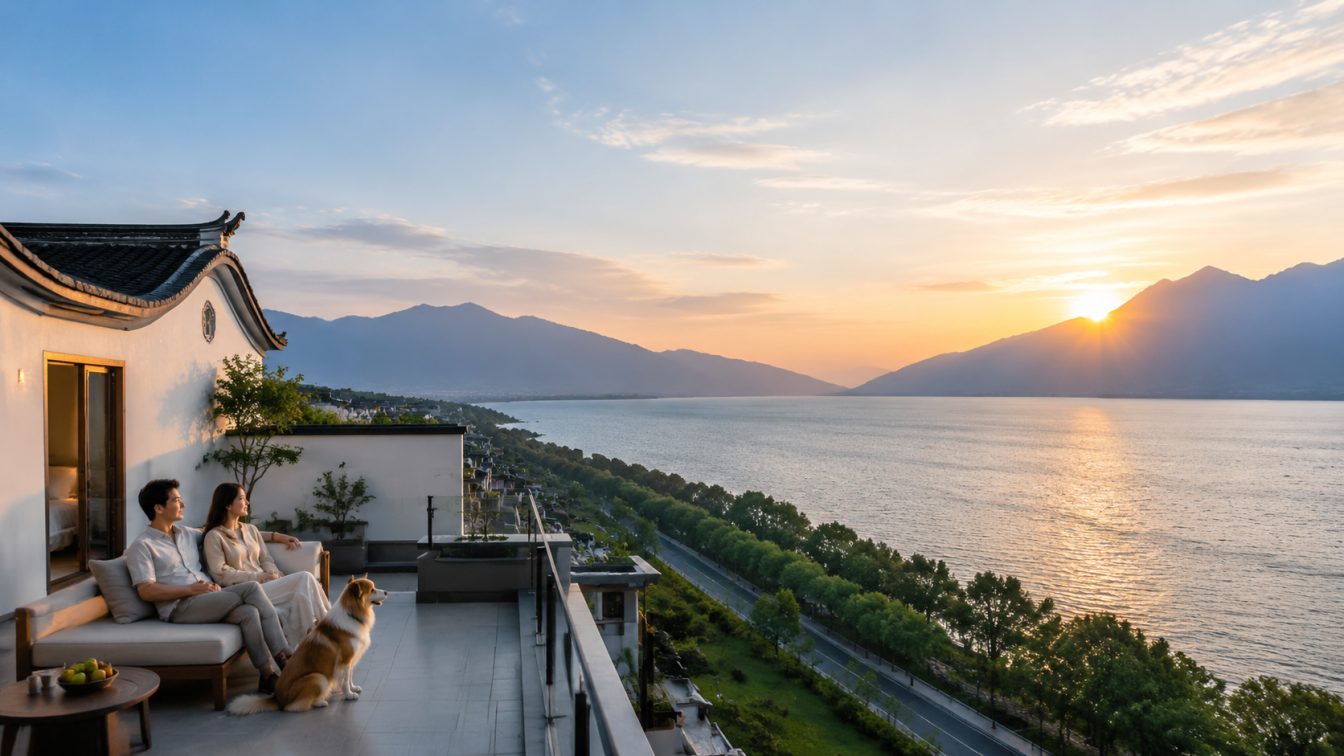 云县携宠住进洱海落日